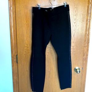 Black Leggings with Sparkly Pinstipes